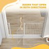 PawHut Dog Gate Wide Stair Gate w/ Door Pressure Fit Pets Barrier for Doorway, Hallway, 76H x 75-145W cm - White