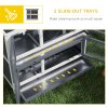 PawHut Rabbit Hutch  Guinea Pig Hutch Double Decker Pet Cage with Openable Roof, Divider, Ramp for Outdoor 100 x 47 x 91cm, Grey