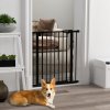 PawHut Dog Gate Stair Gate Pressure Fit Pets Barrier Auto Close for Doorway Hallway, 74-80cm Wide Adjustable, Black