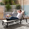 Outsunny Folding Sun Lounger, 5-Position Adjustable Reclining Garden Lounger, Garden Chaise Lounge Sunbed Recliner Chair with Steel Frame for Beach, Porch, Patio, Camping, Khaki