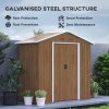 Outsunny 6.5 x 3.5ft Metal Garden Shed, Outdoor Storage Shed for Tool Organization with Double Sliding Doors and 4 Vents for Garden, Patio, Brown Wood Effect
