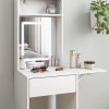 HOMCOM Small Dressing Table with Mirror and Adjustable LED Lights, Modern Vanity Desk with Drop Leaf, Open Shelves and Drawer, Compact Makeup Table for Small Spaces, Bedroom, White