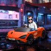 AIYAPLAY McLaren 765LT Licensed Electric Car for Kids with Butterfly Doors, 12V Kids' Electric Ride on with Remote Control, Transport Wheels, LED Lights, MP3 Music, Horn, for 3-6 Years, Orange