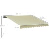 Outsunny 3m x 2.5m Garden Patio Manual Awning Canopy Sun Shade Shelter with Winding Handle Retractable Cream White