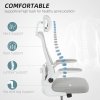HOMCOM Executive Office Chair, Ergonomic Mesh High Back Desk Chair with Flip-up Armrest, Adjustable Lumbar Support, Rotatable Headrest, Grey