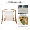 Outsunny Wooden Garden Swing Chair A-Frame Wood Log Swing Bench Chair With Canopy and Cushion for Patio Garden Yard