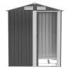 Outsunny 5ft x 4ft Garden Shed, Metal Tool Storage Shed with Sliding Door, Sloped Roof and Foundation Kit for Garden, Patio, Lawn, Grey