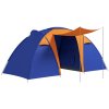 Outsunny 4-6 Man Tunnel Tent with 2 Bedroom, Living Area and Porch, Large Camping Tent, 2000mm Waterproof, Portable with Bag, for Fishing Hiking Festival, Orange and Blue