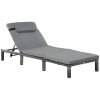 Outsunny Rattan Sun Lounger, 5-Level Adjustable Garden Lounger Recliner with Cushion and Headrest, Outdoor Reclining Sunbed, Steel Frame Garden Chair for Patio, Beach, Terrace, Dark Grey