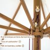 Outsunny 3.3m Wooden Garden Parasol Umbrella, Outdoor Sun Shade Canopy with 8 Bamboo Ribs, Ruffles and 4.7 cm Wood Pole for Balcony Deck Yard Market Beach Pool, Cream White
