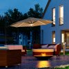 Outsunny 3(m) Cantilever Roma Parasol Garden Sun Umbrella Outdoor Patio with 360 Rotation Crank & Tilt Aluminium Frame LED Solar Light Cross Base, Brown