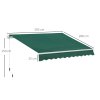 Outsunny 3 x 2m Manual Window Awning Canopy Garden Outdoor Shelter Patio Sun Shade UV Blocker Light Weight Aluminium Frame w/ Hand Crank Green
