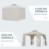 Outsunny 3 x 3 m Garden Gazebo Double Roof Marquee Patio Wedding Party Tent Canopy Shelter with Sidewalls (Beige)