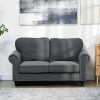 HOMCOM 2 Seater Sofa, Fabric Sofa Couch with Nailhead Trim Rolled Arm and Slatted Wood Frame, Upholstered Loveseat Settee for Living Room, Bedroom, Home Office