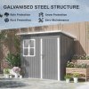 Outsunny 7 x 4ft Storage Shed Galvanised Steel Garden Shed, Metal Shed with Foundation Kit, Window, Lockable Wide Door and Air Vents for Outdoor Patio, Dark Grey