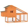 PawHut Chicken Coop with Run Outdoor, Wooden Hen House, Poultry Coop with Nesting Box, Slide-out Tray, Ramp, Perches, Asphalt Roof, 179 x 67 x 115cm