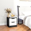 HOMCOM Bedside Tables Set of 2, Nightstands with 2 Drawers, Modern Bedside Cabinets with Storage for Bedroom, Living Room, White and Black