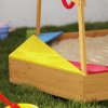 AIYAPLAY Wooden Kids Sandpit, Boat Sandbox with Canopy, Seats, Rudder & Non-woven Fabric Bottom Liner, Outdoor Sand Pit for Children 3-8 Years, for Garden, Grass, Beach, Yellow