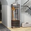 HOMCOM Free Standing Clothes Rail with 3 Fabric Drawers and Storage Shelves, Garment Rack, Hanging Rail for Hallway, Bedroom and Living Room, Rustic Brown
