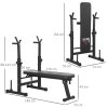 HOMCOM Adjustable Weight Bench, Foldable Bench Press with Barbell Rack, Dip Station, for Home Gym, Strength Training, Multi-Use Workout Bench, Black