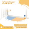 PawHut Dog Stair Gate Pet Barrier with Small Cat Door, Pressure Fit Safety Gate  with Auto Closing System, Double Locking, for Hallways - White