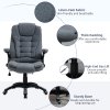 Vinsetto Executive Office Chair, Linen Ergonomic Desk Chair, Swivel Computer Chair with 130° Reclining Back, Adjustable Height and Armrests for Home and Work, Grey