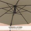Outsunny 3 M Wall Mounted Garden Parasol Umbrella with Rotate, Outdoor Market Umbrella Sun Shade Canopy with 8 Ribs, Khaki