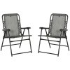 Outsunny Set of 2 Patio Folding Chair Set, Garden Portable Outdoor Chairs with Armrest and Breathable Mesh Fabric Seat and Backrest, for Camping, Beach, Deck, Lawn, Grey