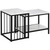 HOMCOM Modern Coffee Table Set of Two, Marble-Effect Nesting Side Tables with Steel Frame for Living Room
