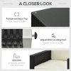 Outsunny 4 Pieces Outdoor PE Rattan Sofa Set with Cushions, Patio Wicker Conversation Furniture Set with Glass Top Coffee Table, Black