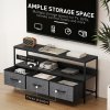 HOMCOM TV Stand Cabinet up to 55-inch, TV Unit with 3 Foldable Linen Drawers, Open Shelf for Living Room, Bedroom, Entertainment Room, Black