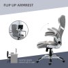 Vinsetto High Back Executive Office Chair, Fabric Office Desk Chair with Flip-up Armrests, Adjustable Lumbar Support and Tilt Function, Grey