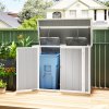 Outsunny 4.7 x 2.5FT Garden Shed, Lockable Outdoor Storage Shed with Openable Lid, Small Shed for 2 Trash Cans, Tools, Patio, Light Grey