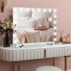 HOMCOM Hollywood Vanity Mirror with Lights, Large 80x62 cm Lighted Makeup Mirror with 3 Colour, 18 LED Bulbs, 10X Magnifying, USB Charging Port, Touch Screen, Tabletop or Wall Mounted Design, White