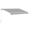 Outsunny 3 x 2m Manual Window Awning Canopy Garden Outdoor Shelter Patio Sun Shade UV Blocker Light Weight Aluminium Frame w/ Hand Crank Light Grey