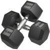 HOMCOM 2x12.5KG Rubber Hex Dumbbell Portable Hand Weights Dumbbell for Home Gym Workout Fitness