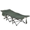 Outsunny Camping Bed for Adults, Single Folding Camp Bed, Padded Portable Camping Cot for Sleeping, with Carry Bag, Side Pocket and Cup Holder for Outdoor, Travel, Fishing, Grey