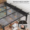 Outsunny 3 x 4m Pergola with Retractable Roof, Aluminium Frame Garden Gazebo Canopy Outdoor Sun Shade Shelter for Grill, Patio, Deck, Dark Grey