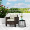 Outsunny Single Seater Rattan Garden Armchair, PE Wicker Rattan Chair with Armrests and Cushions, Garden Chair with Galvanised Steel Frame for Conservatory, Porch, Brown