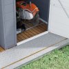 Outsunny 4 x 6ft Plastic Garden Storage Shed with Ventilation Slots and Lockable Door, Polypropylene Outdoor Storage Tool House with Foundation Kit, Grey