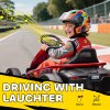 HOMCOM 24V Electric Go Kart for Kids, Drifting Ride-On Racing Go Kart with Slow Start, Music, Horn Honking and Safety Belt, for 8-12 Years Old, Red