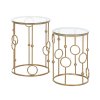 HOMCOM Round Coffee Tables Set of 2, Gold Nesting Side End Tables with Tempered Glass Top, Steel Frame for Living Room, Gold