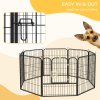 PawHut Dog Pen 8 Panels Puppy Pen Heavy Duty Pet Playpen for Indoor Outdoor for Dogs, Rabbits, Ducks 80cm High