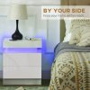 HOMCOM High Gloss Front Bedside Table, Nightstand with RGB LED Light and 2 Drawers, Chest of Drawers for Bedroom, Living Room, White