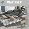 Outsunny 3 Pieces Garden Furniture Set, L Shaped 4 Seater Corner Sofa Set with Table and Cushions, HDPE, Outdoor Patio Sofa Set for Patio, Grey