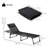 Outsunny 2 Piece Foldable Sun Lounger, Outdoor 4 Level Adjustable Backrest Reclining Chaise Chair, Steel Frame Recliner Chair for Camping, Hiking, Black