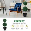 Outsunny Set of 2 Artificial Boxwood Ball Topiary Trees Potted Decorative Plant Indoor D??cor (67cm)