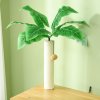 PawHut Cat Tree with Hidden Litter Box Enclosure, 2-in-1 Green Leaf Cat Tower, Litter Box Furniture with House, Ladder, Scratching Posts, Platforms, for Indoor Use - Oak