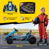 HOMCOM 24V Electric Go Kart for Kids, Drifting Ride-On Racing Go Kart with Slow Start, Music, Horn Honking and Safety Belt, for 8-12 Years Old, Blue