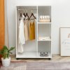 HOMCOM Open Wardrobe on Wheels, Bedroom Wardrobe with Clothes Hanging Rail, 3 Storage Shelves, Mobile Garment Rack for Cloakroom, Hallway, White